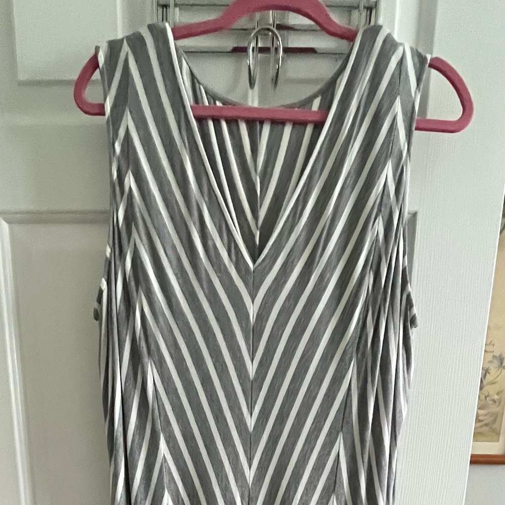 Gray and White Striped Dress